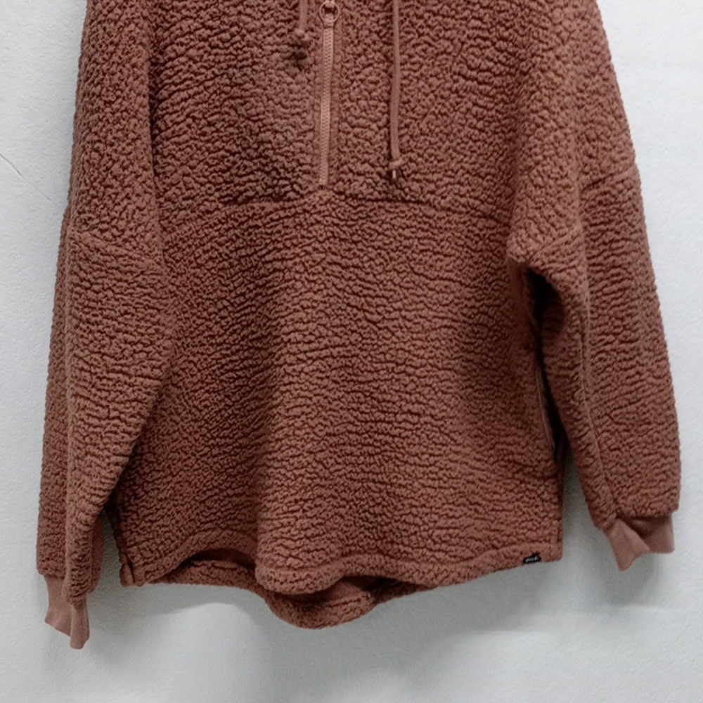 PINK Victoria's Secret Brown Teddy Half Zip Pullover Hoodie - Picture 2 of 8